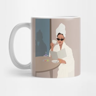 Woman in bathrobe Mug